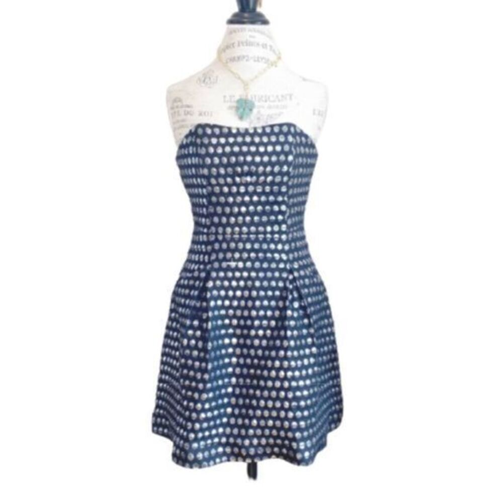 LILLY PULITZER Metallic Dotted Fit & flare Mini Dress XSMALL